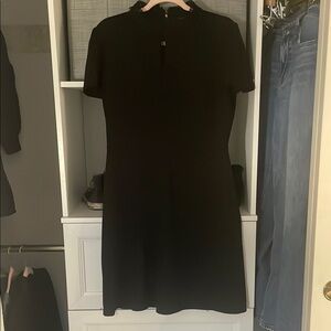 Black Sheath Mini Dress with Mock Neck for Work
